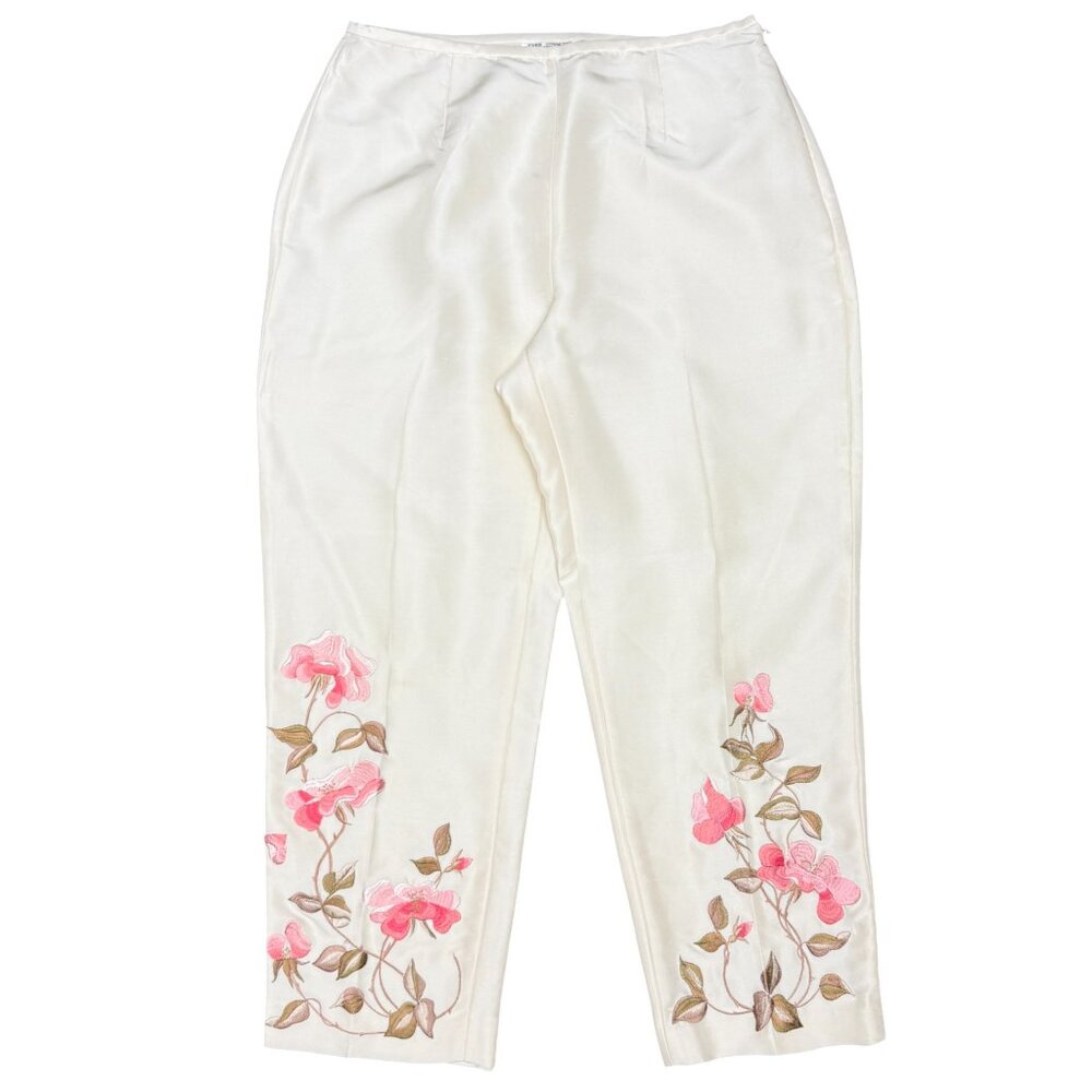 VINTAGE Women's YVES COSSETTE‎ Depeche Mode Cream Silk Pants- Size 12